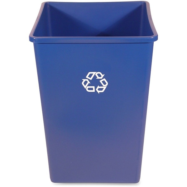 35 gal Square Untouchable Square Recycling Container, Blue, Plastic; Resin